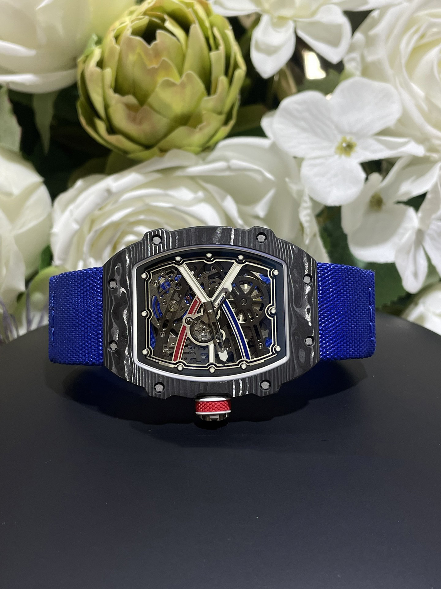 The 067-02 tourbillon watch produced by has a manual chain movement and a hollowed out case structure that follows the three-way principle with a sapphire mirror