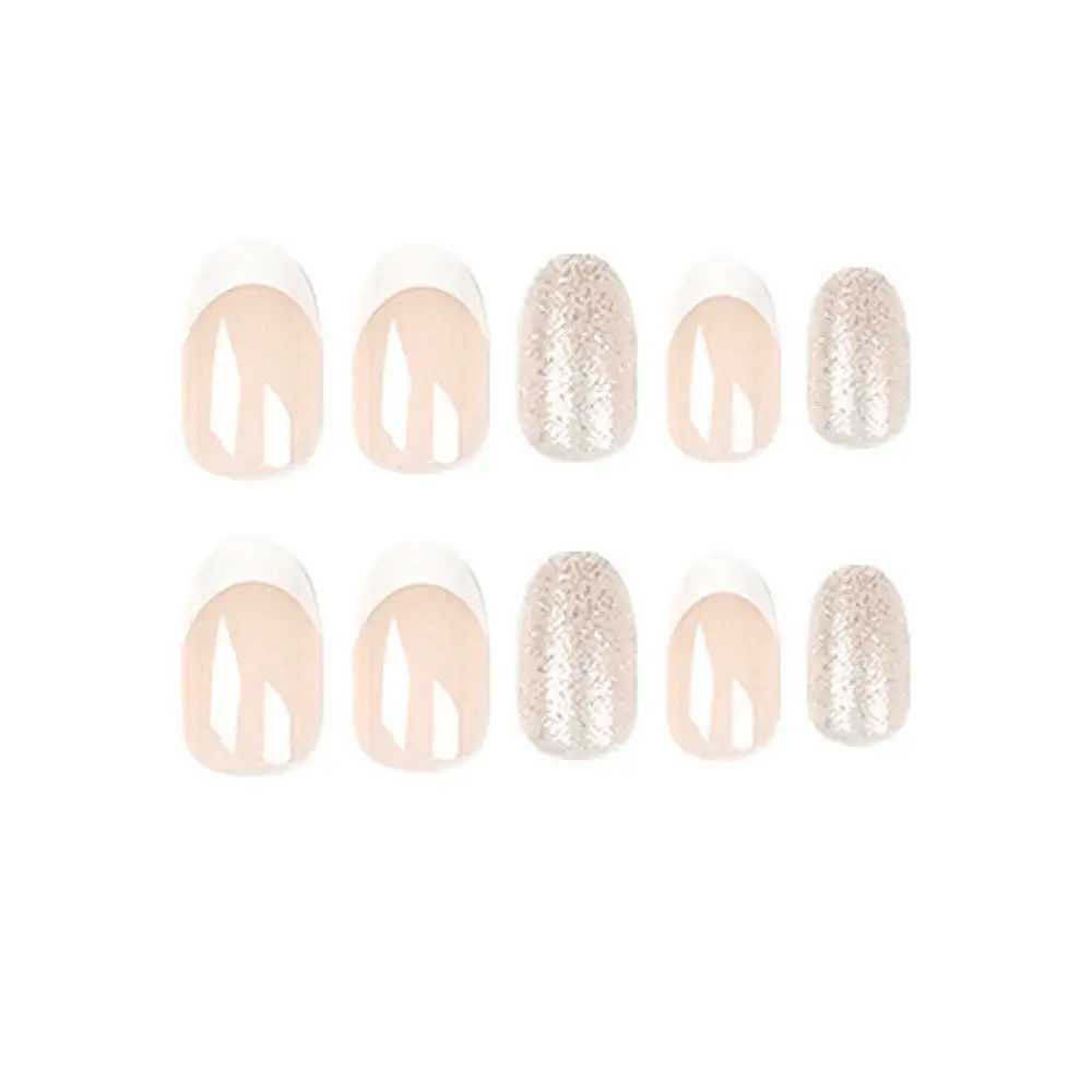 24pcs/Box Press On Nails Artificial Manicure Tool Nail Tips Wearable Almond False Nails French Fake NailsXJ241025