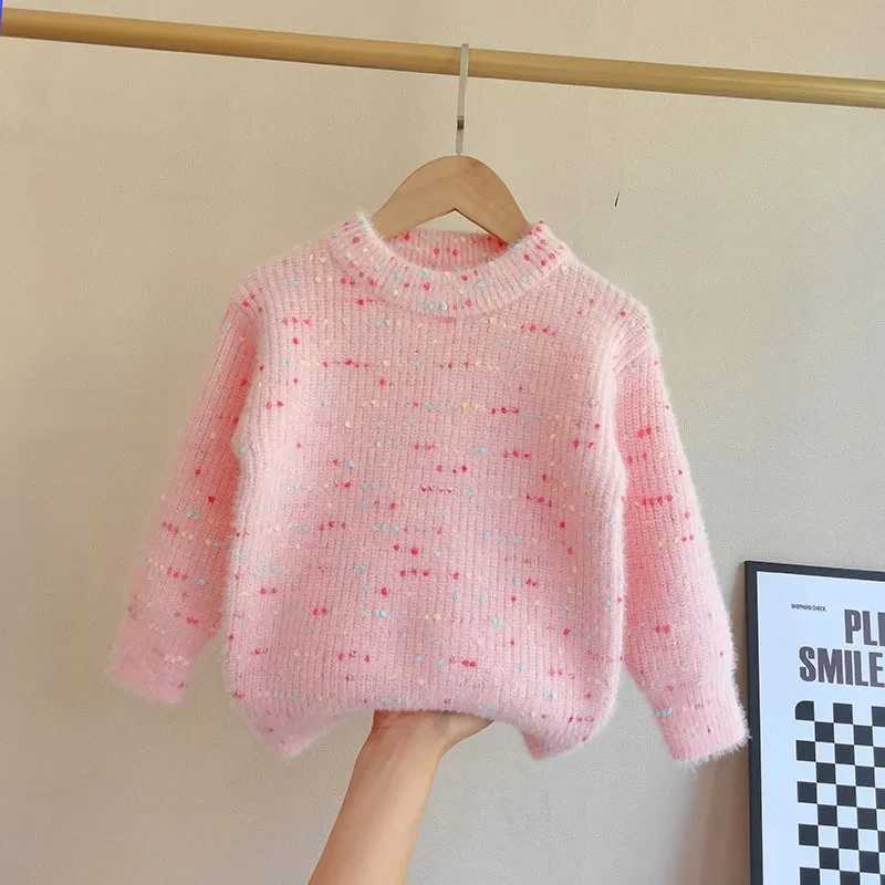 Childrens plush sweater autumn and winter cashmere warm clothing for young children and girls childrens Korean version long top baby jacket W241025