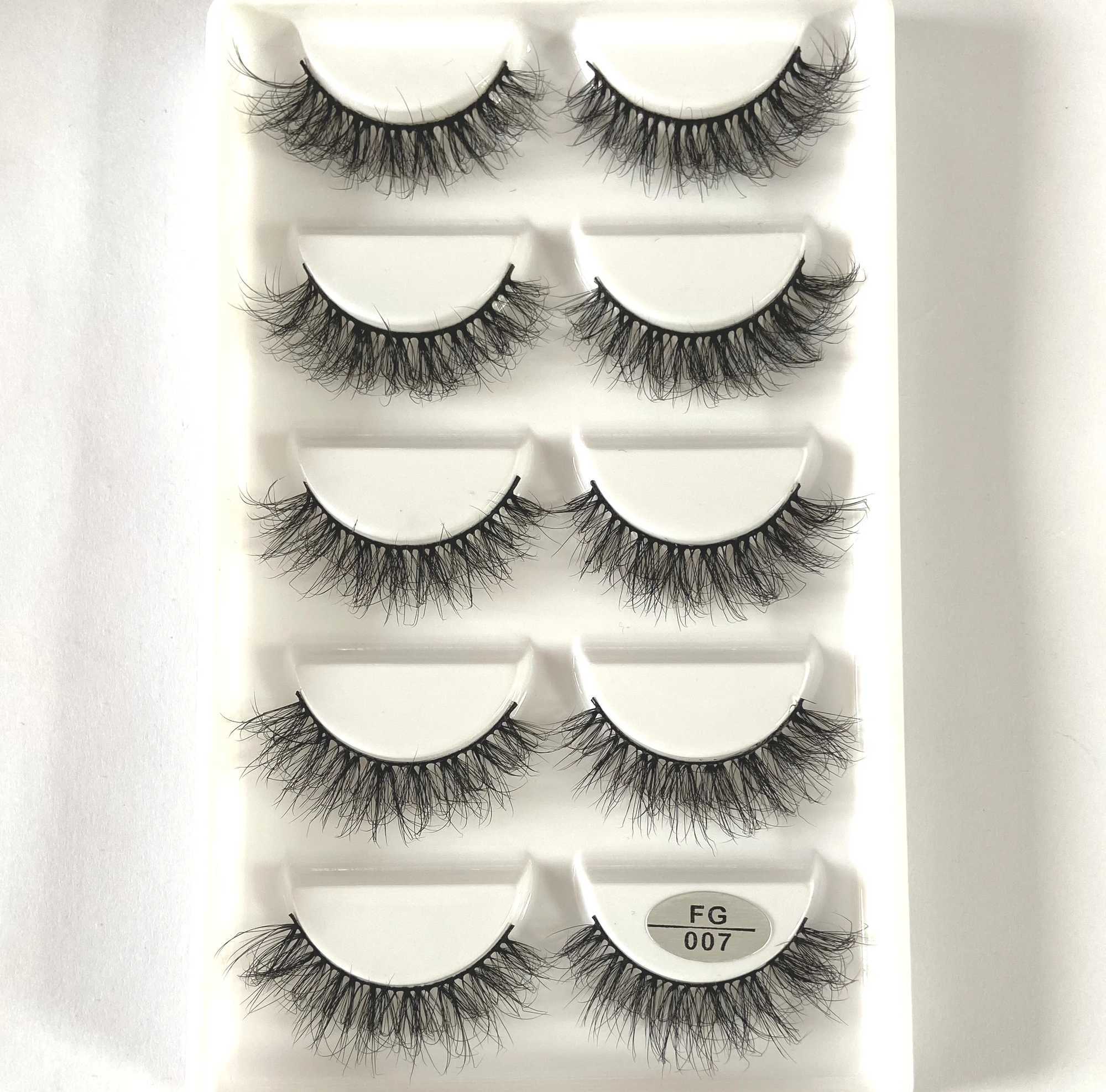 5 pairs of 3D artificial mink eyelashes natural long and fluffy false eyelashes soft eyelashes reusable makeup short eyelash extensionW241024