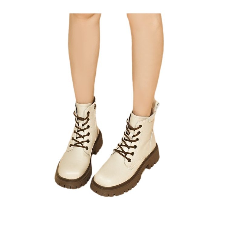 2024 free shipping designer coarse style middle and round headmartin boots winter new side zipper womens shoes low cut high heels short boots single b