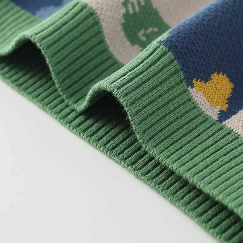 Boys wool sweater crocheted cotton knit 2023 fashionable warm thick winter childrens top childrens clothing W241025