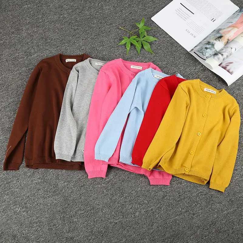 Autumn childrens sweater jacket baby warm knitted childrens cardigan wool sweater childrens boys and girls long sleeved pure cotton sweater jacket W24