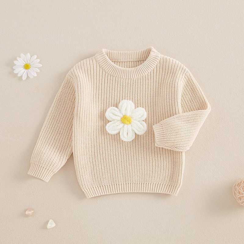 MISOWMNJOY Flower Knitted Womens Sweater Winter and Autumn Casual Clothing Cute and Warm Long Sleeve Pullover Top Baby Knitted W241025