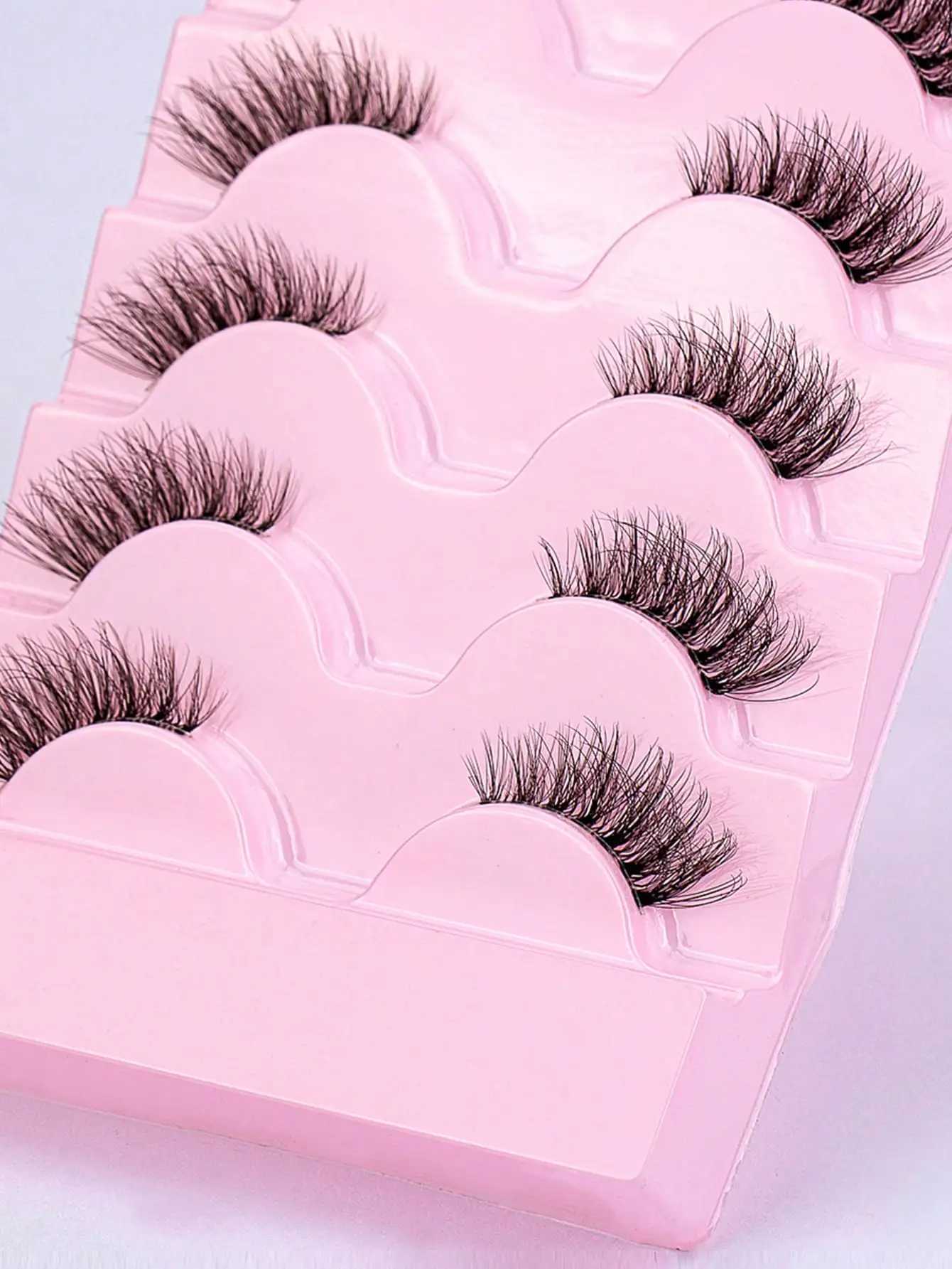 Half Eey eyelashes 5 pairs of artificial mink cat eye eyelashes fluffy Wispy transparent dry reusable false eyelash makeup toolW241024