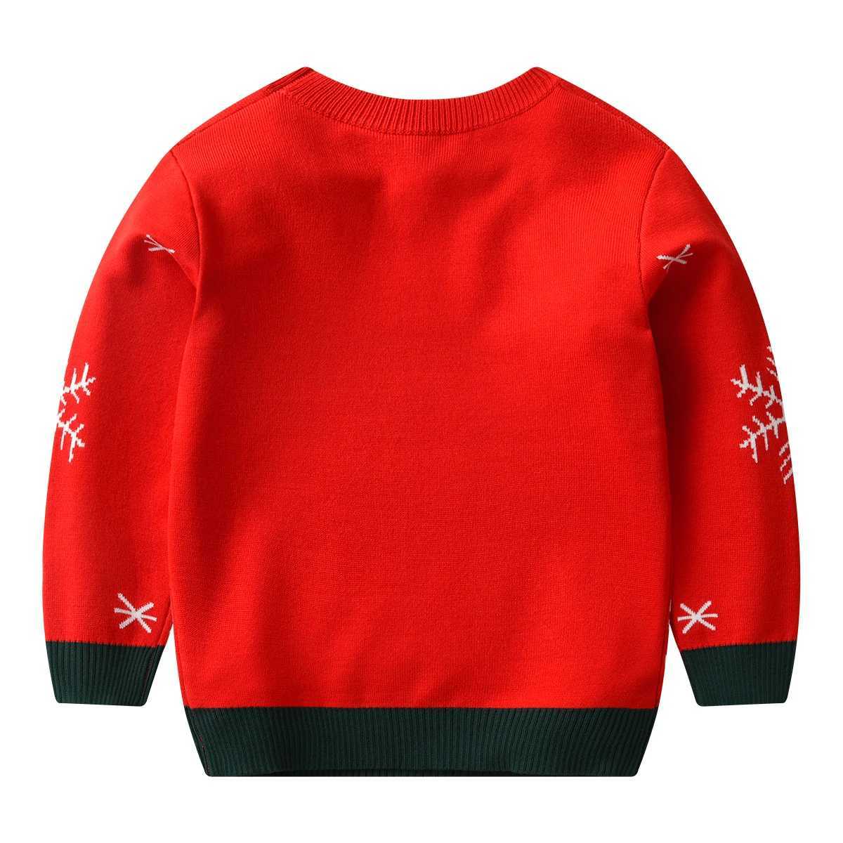 Christmas Childrens Sweater New Casual Baby Warm Elk Print Knitted Girls Sweater Boys and Girls Cute Christmas Tree Pulling Clothes W241025