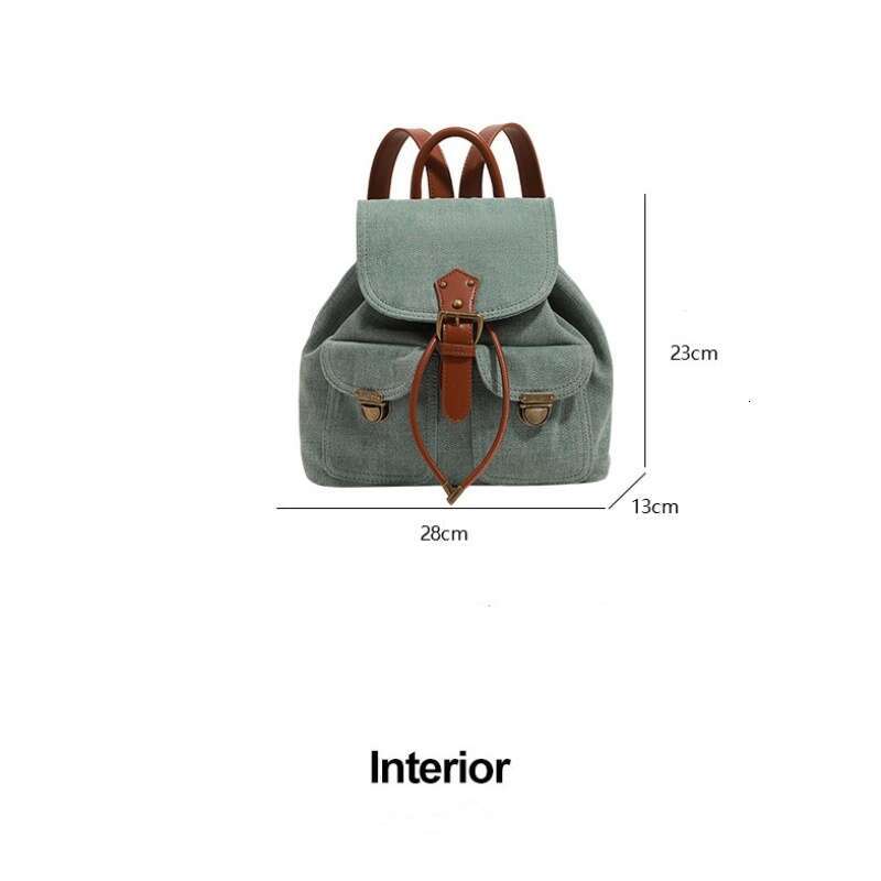 retro color blocking with a highend feel washed denim fabric small versatile fashionable backpack commuting