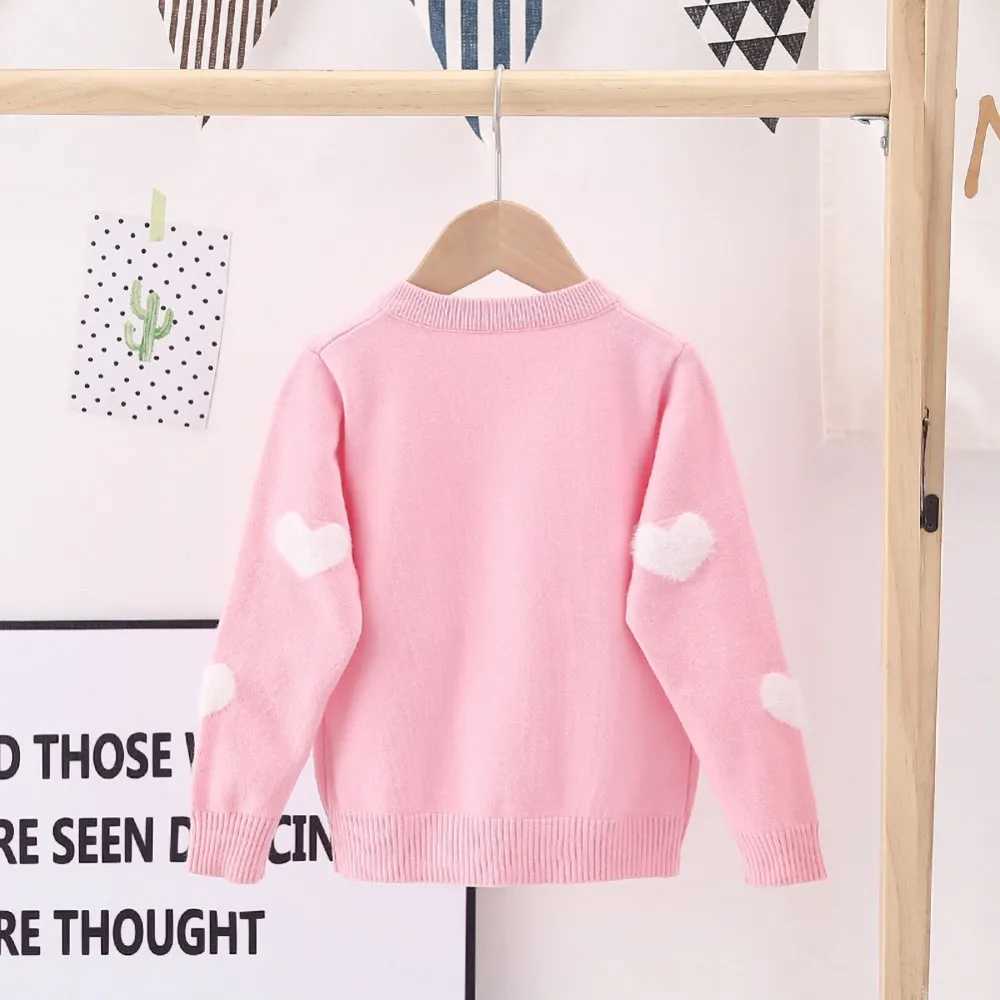 New 2024 Baby Girl Fashion Knitted Open Knitted Woolen Sweater Childrens Autumn Warm Embroidered Button Sweater Coat Cotton T-shirt W241025