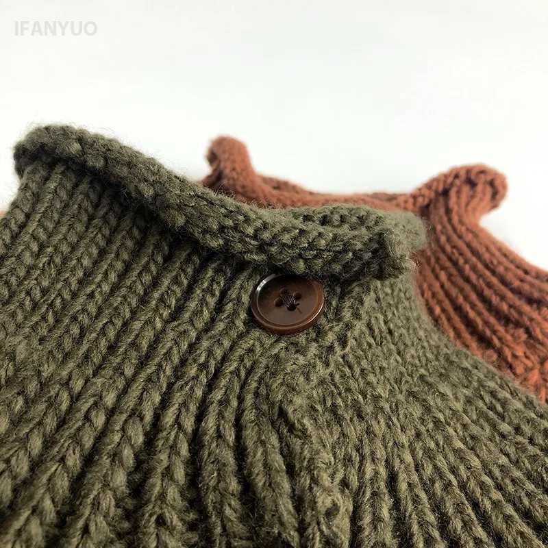 1-6Y baby sweater autumn and winter childrens high neck protective sweater fashionable boys and girls thick wool knitted cardigan W241025