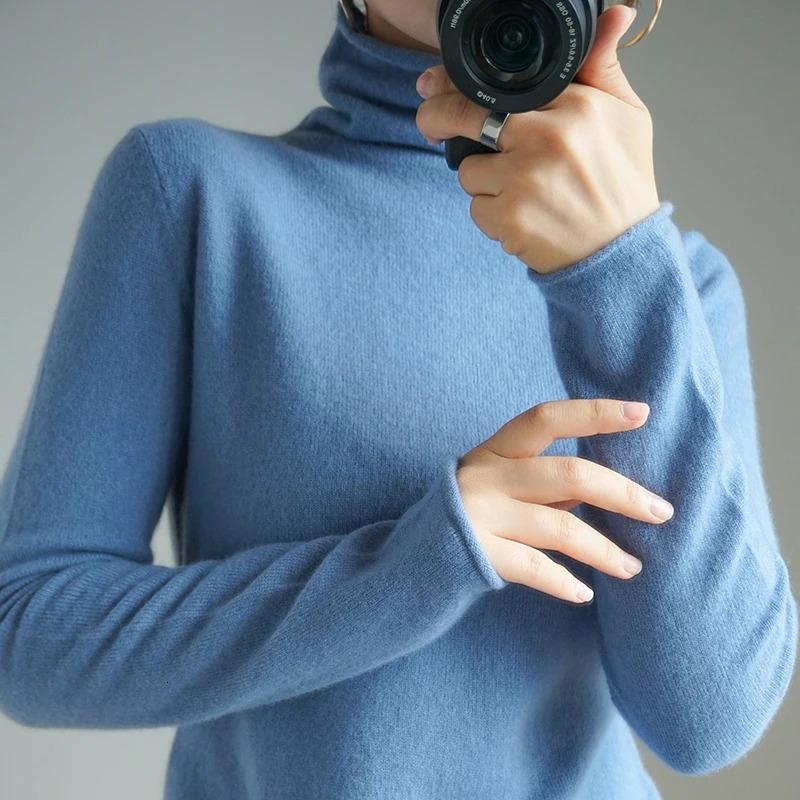 Smpevrg 100% Wool Knitted Women Sweaters And Pullovers Long Sleeve Turtleneck Warn Female Pullover Kintted Tops Jumper Clothes 241021