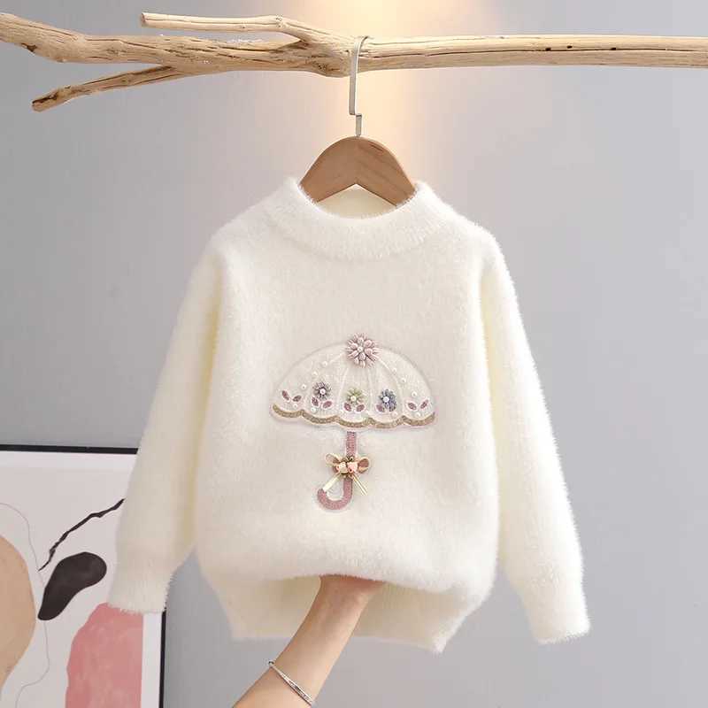 3-11 autumn and winter baby knitted long sleeved umbrella patterned childrens top sweater 2023 floral childrens zipper GY08131 W241025