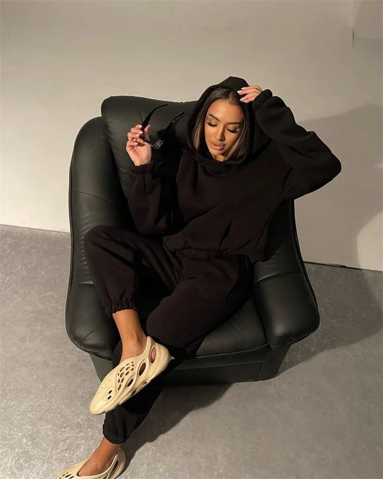 Spring/Winter Loose Hoodie Set Sports and Leisure Thickened Set Two Piece Set Womens Two Piece Set 241024