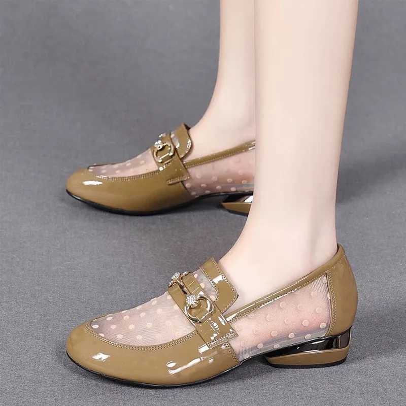 High Quality Low price womens shoes patented leather mesh soft sole womens office shoes summer slippers pump T241024