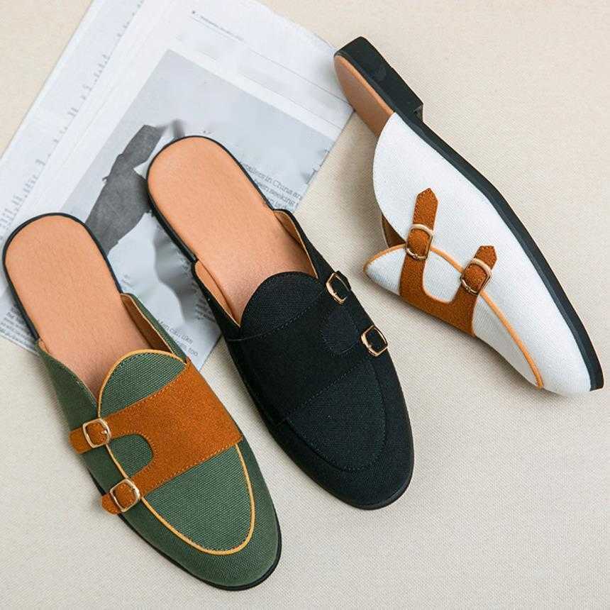 Men Dress Shoes Small Leather Shoes Breathable Summer British Half Slipper Sandals Korean Version One Foot Lazy Casual Shoes Male 241009