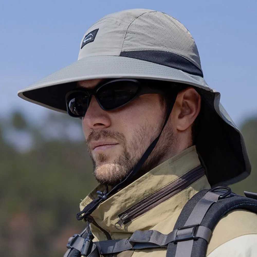 Wide Brim sun hat with neck Fl UV sun protection yard work wildlife park hiking hat mens outdoor adventure fishing bucket hat W241024