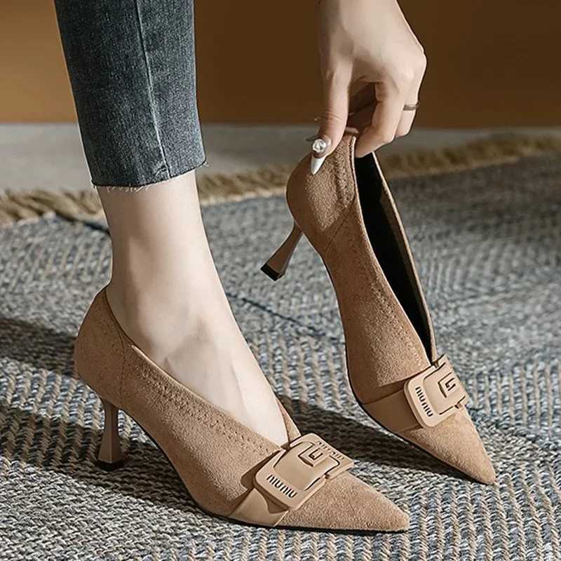 High Quality Sexy High Heels Womens Suede Corner Heels Autumn Designer Elegant Dress Shoes New Party Zapatos Pump Womens T241024