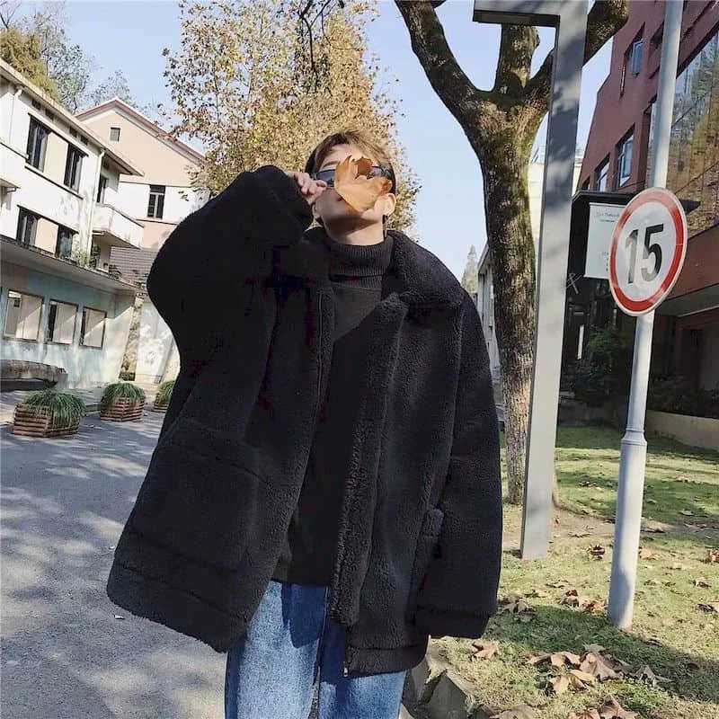 Cotton thick cashmere coat mens 2022 new winter apron jacket Hong Kong style student warm jacket mens clothing W241024