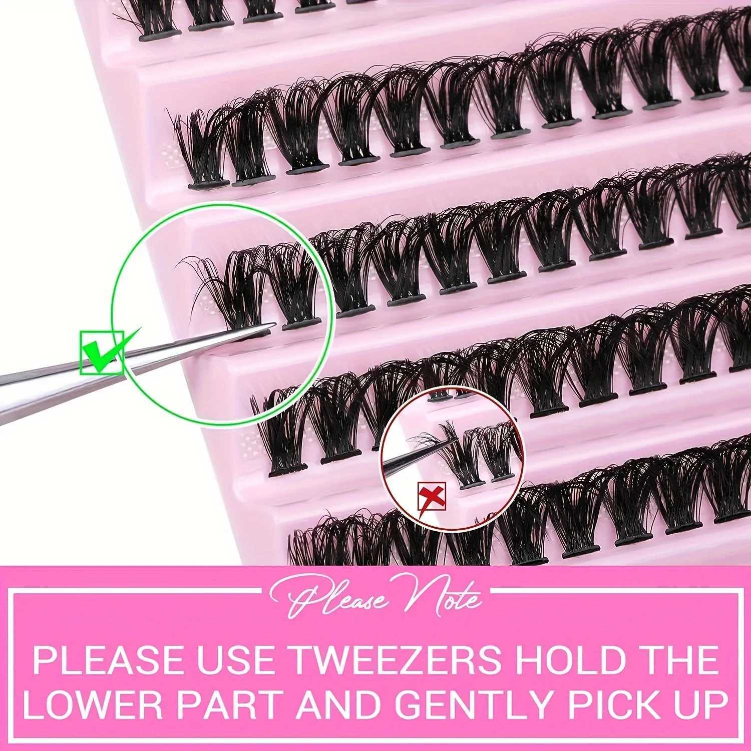 200pcs eyelash clusters natural appearance Wispy eyelashes 9-16mm D curly eyelashes extended fluffy 3D thick volume false eyelashesW241024