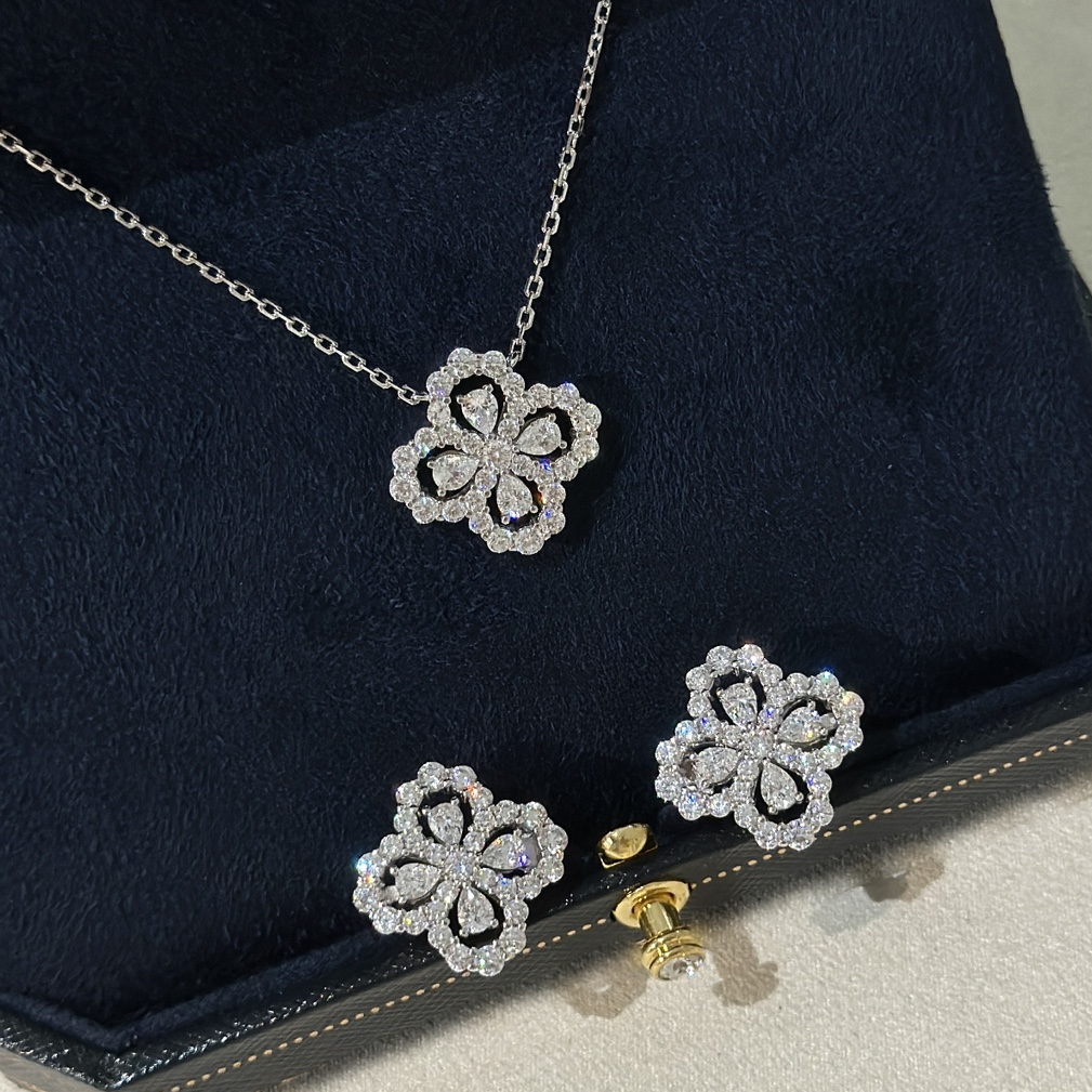 ADITA designer diamond necklace earrings set counter quality for women sterling silver material made of platinum plated TOP gift X001