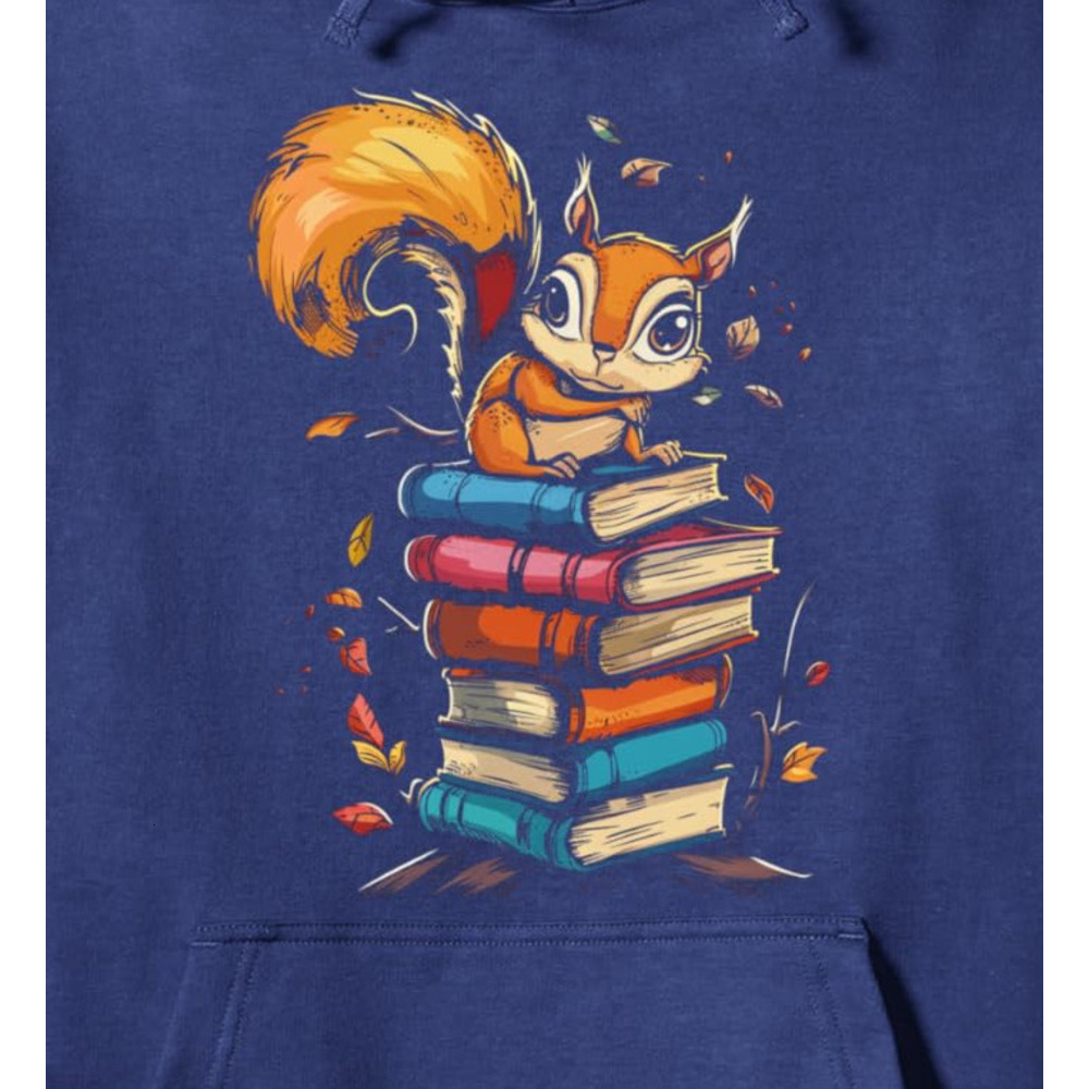 Hoodie for Mens Womens Squirrel Lover Bookworm Reading Books Student Gift Pullover Hoodie Graphic Hoodies sweatshirt Pullover Long Sleeve