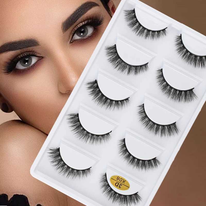 3/5 pairs of hot selling natural long 3D mink eyelashes soft short artificial Cils handmade false eyelash makeup tool eyelash extension maquiagemW2410