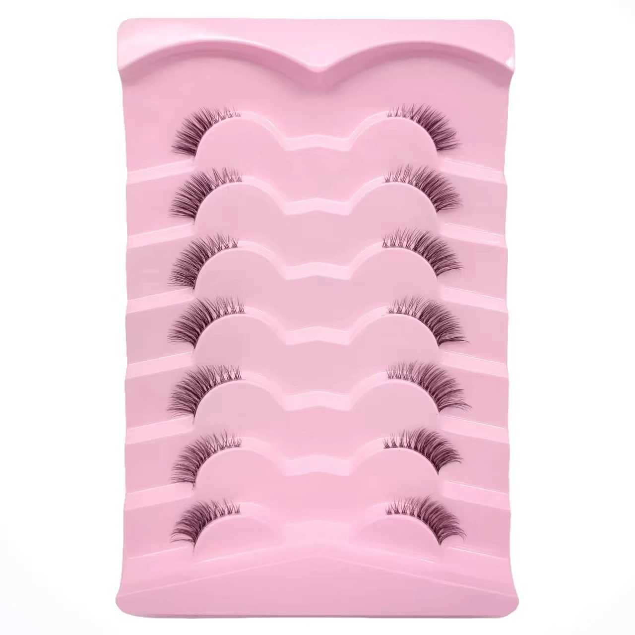 7 pairs of 3-5-9mm mixed length fox eyelashes D curly slim artificial mint eyelashes fluffy fairy cat eyelashes natural appearanceW241024