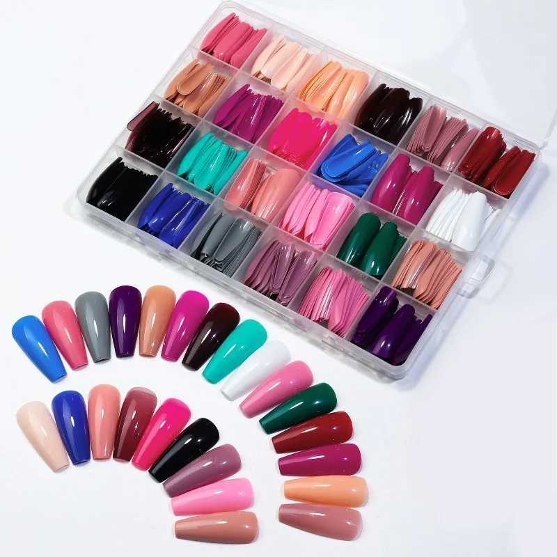 576pcs Press on Nail Colorful Fake Nails Acrylic Full Cover Nail Tips Ballet Wear Nail Press On Nails With Gel DIY Manicure ToolXJ241025
