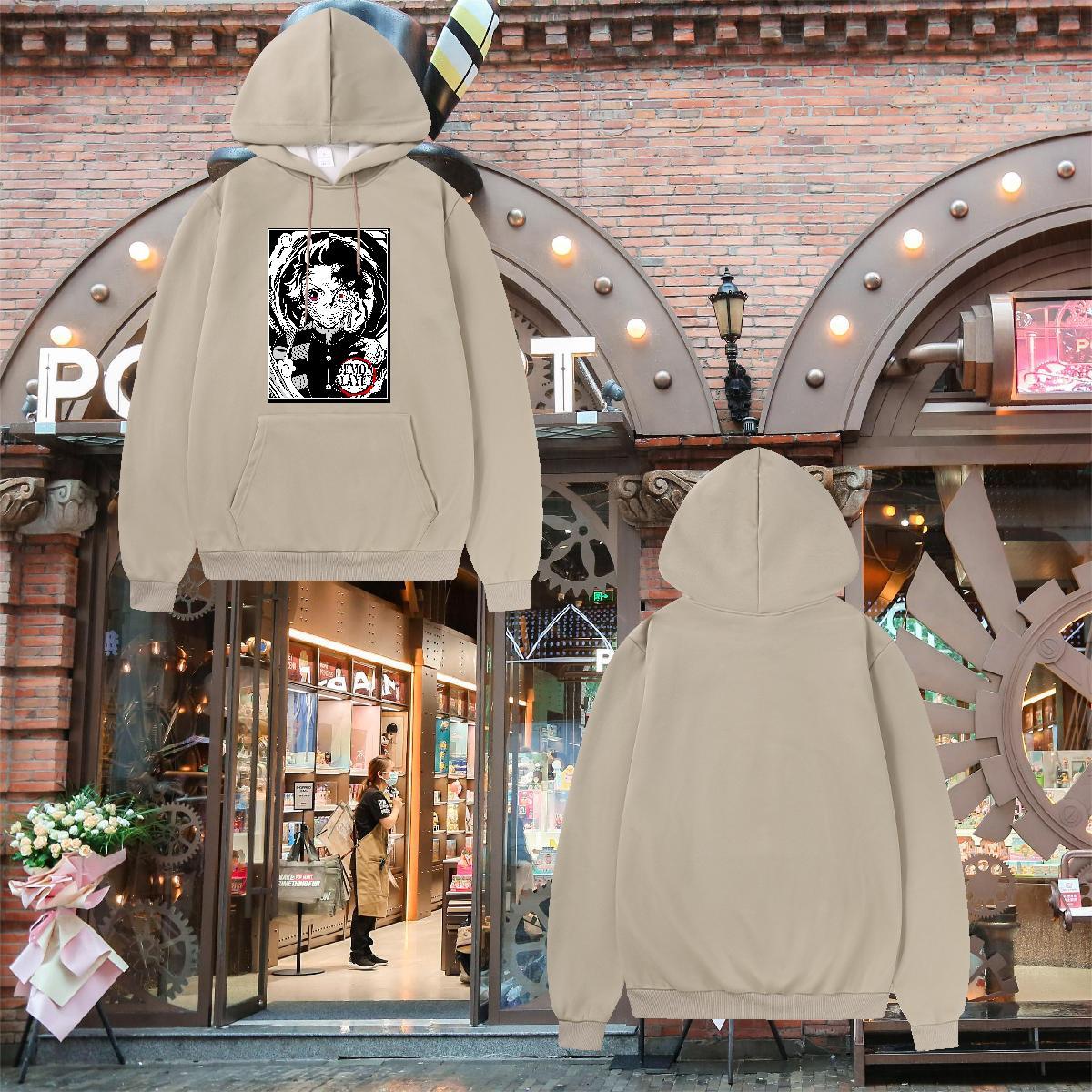 Classic Men Sweatshirt hoodie Long Sleeve Drawstring Comfortable Men Hoodie Anime Print Tops Pullover Hoodie Street Casual Thick Plush