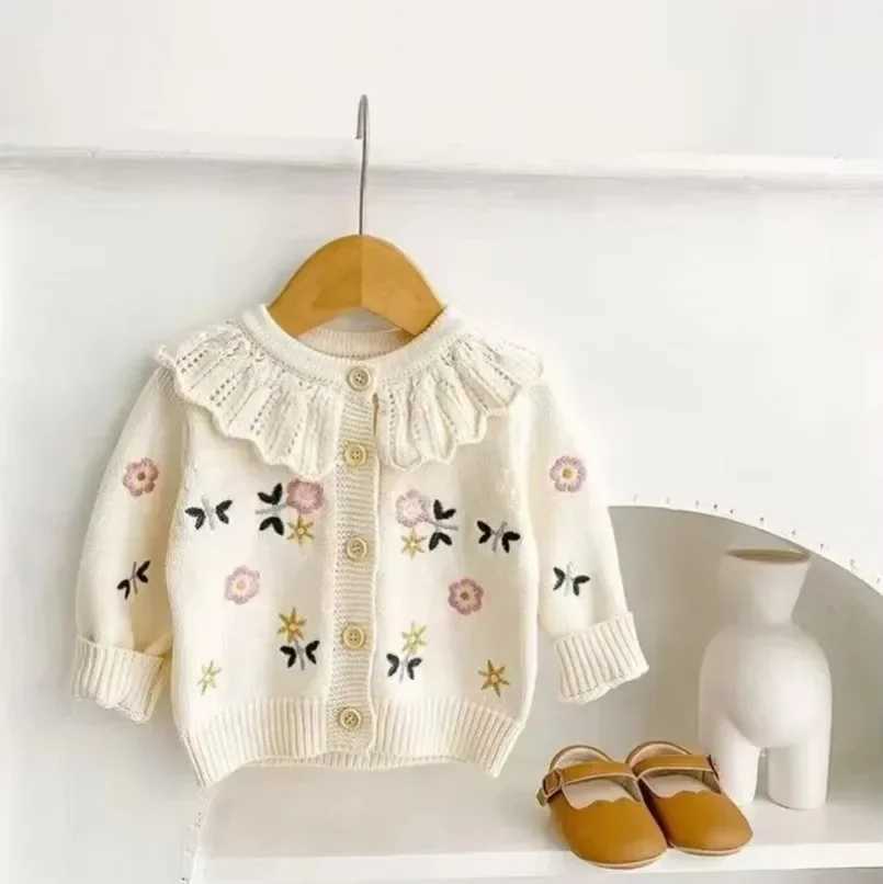 Childrens girls spring and autumn coat sweater suitable for babies and newborns knitted cardigan cardigan outdoor clothing baby cardigan W241025