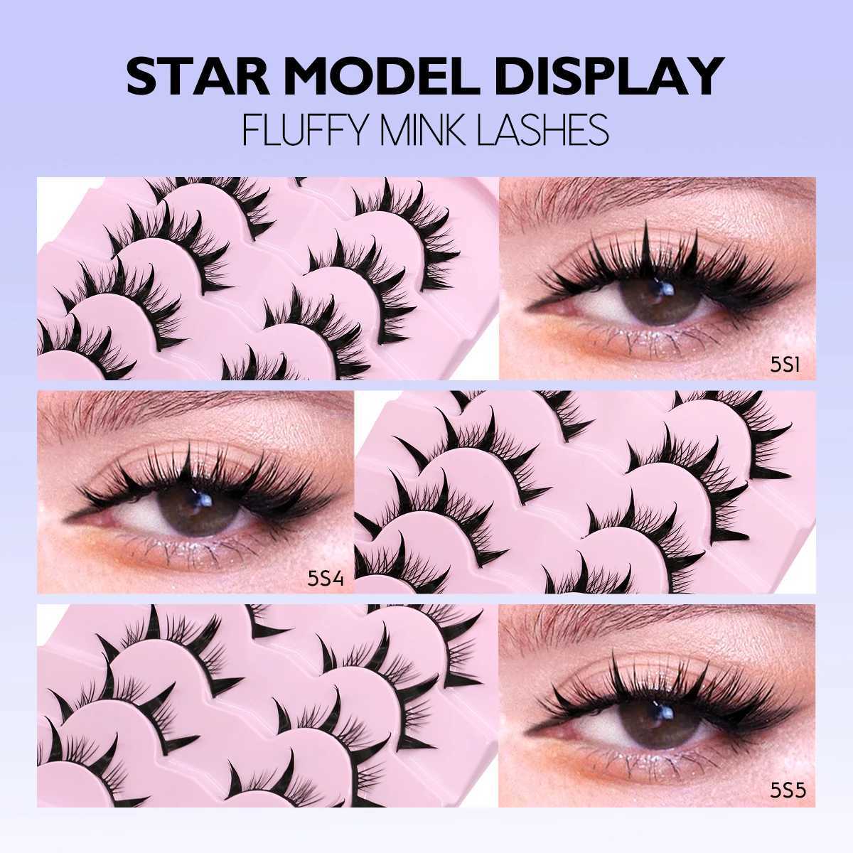 Groinneya Manga Eyelash 3D Mink Eyelash Natural Eyelash Soft Cross Wispy False Eyelash 3D Natural EyelashW241024