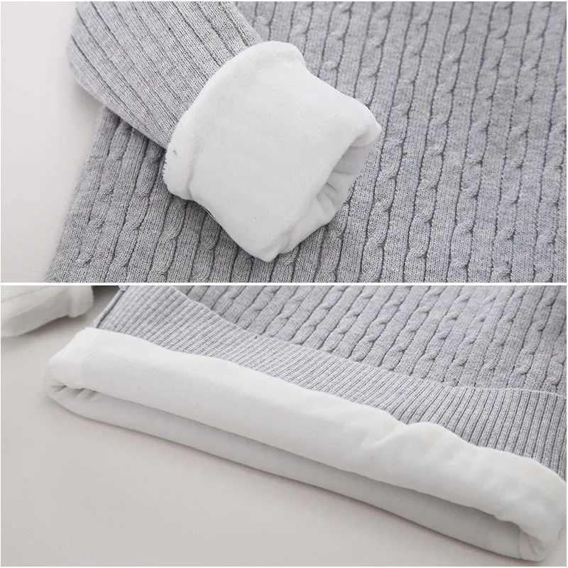 Autumn and winter turtle neck girl sweater made of pure cotton and thick velvet knitted cartoon warm for baby girls parachuting for children girls W24