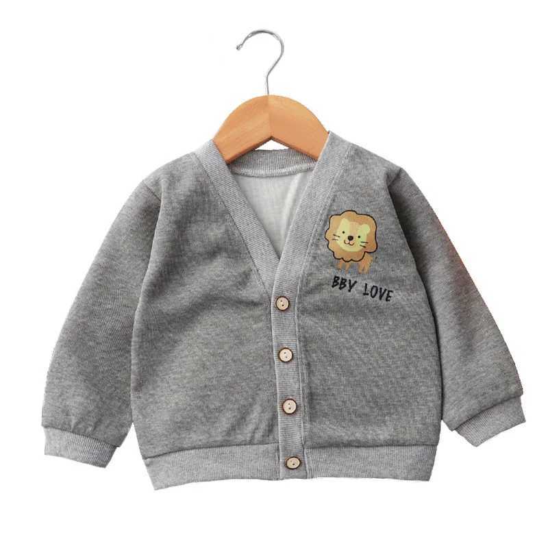 Childrens girls cardigan wool sweater spring autumn long sleeved single chest cartoon bear print V-neck baby girl top childrens girl jacket W241025