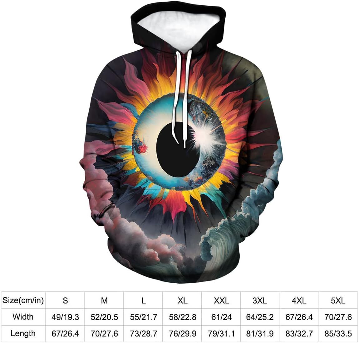 Hoodie for Mens Womens Psychedelic Rainbow Tie Dye Hoodie for Men Women Graphic Unisex 3D Printed Sweatshirts Pullover All-in-one fashion sweatshirt S