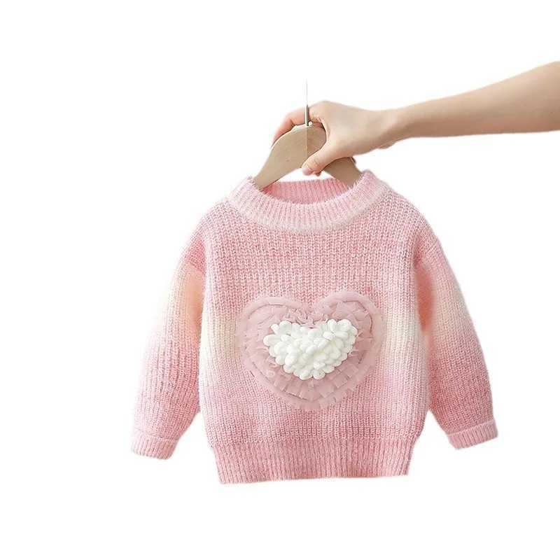 Autumn Winter Children Girls Sweaters Cotton Love Printed Baby Girls Bottom Thick Long Sleeve Children Girls Zipper W241025