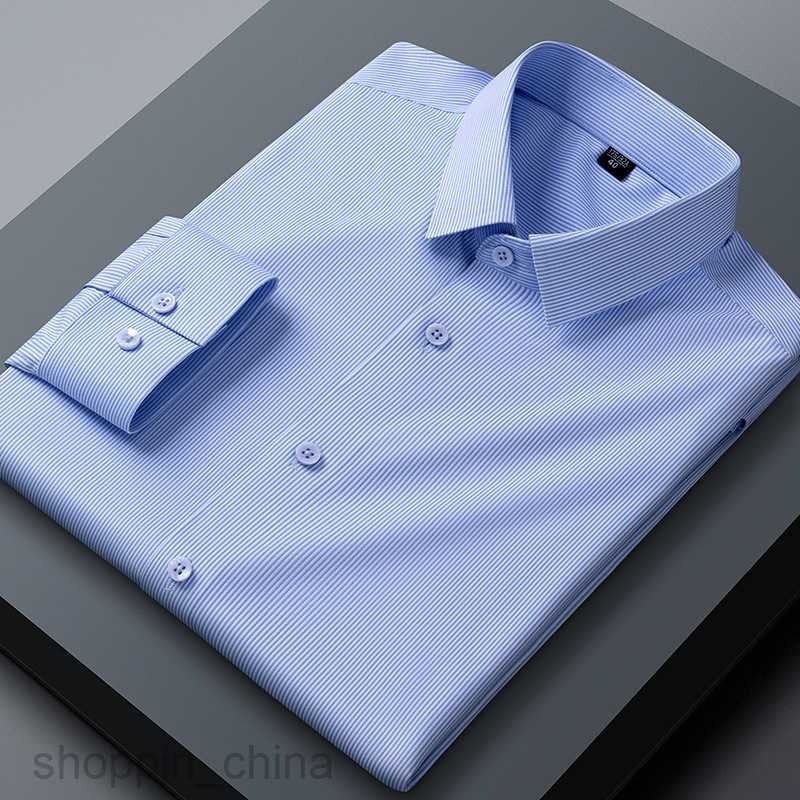 Men's Casual Shirts Bamboo Fiber Micro Elastic Shirt, Anti Wrinkle Long Sleeve Shirt for Middle and No Trace, No Ironing, Casual Men's Shirt