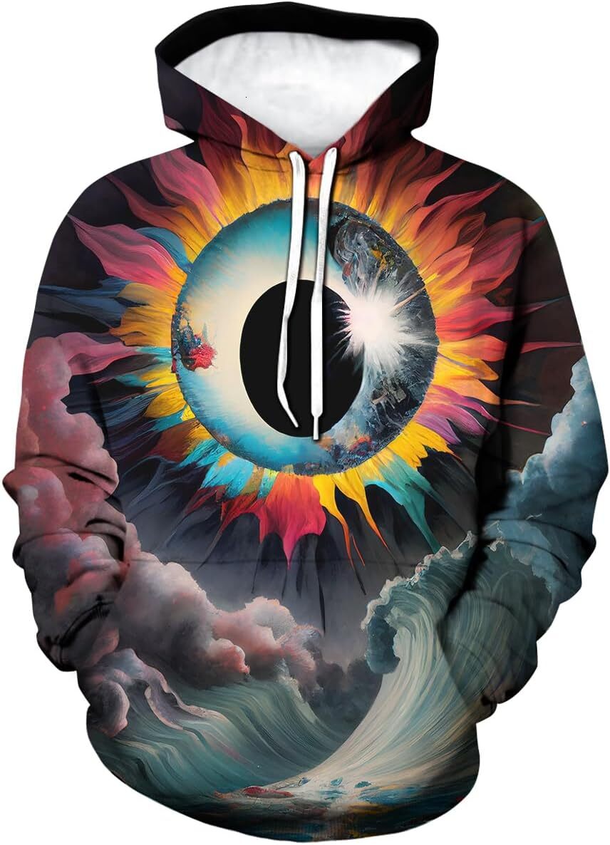 Hoodie for Mens Womens Psychedelic Rainbow Tie Dye Hoodie for Men Women Graphic Unisex 3D Printed Sweatshirts Pullover All-in-one fashion sweatshirt S