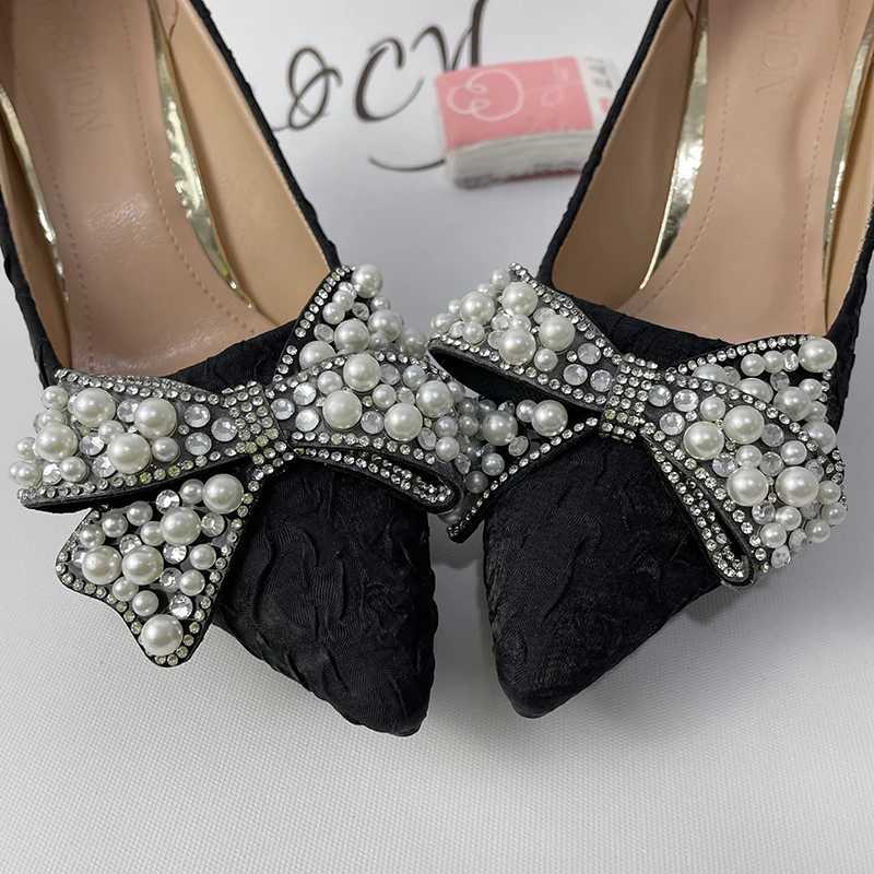 High Quality Rimocy Womens Sexy Stiletto Shoes Pearl Wedding Shoes Bridal Thin High Heels White Pump Womens Pointed Toe Dress Party Shoes T241024