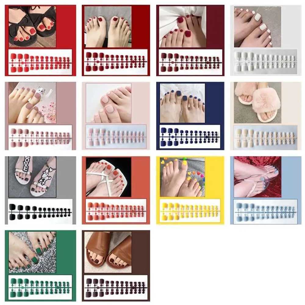 on Toenails Feet Artificial Nails Full Cover False Nails Solid Color Nails Patch Matte False Toenails Frosted Fake Toe NailsXJ241025