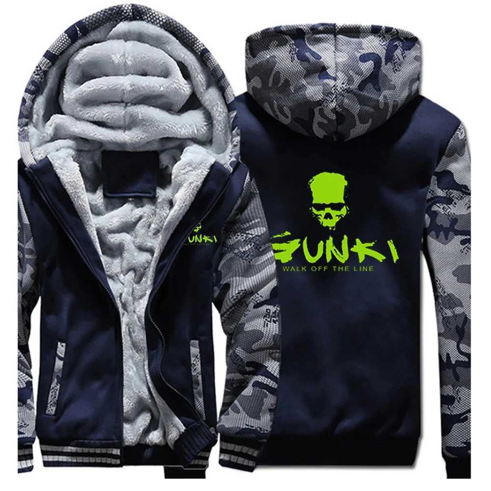 Gunki 2024 New Mens Autumn/Winter Lambswool Zipper Hoodie Cotton Thick Plus Warm Jacket Top W241024