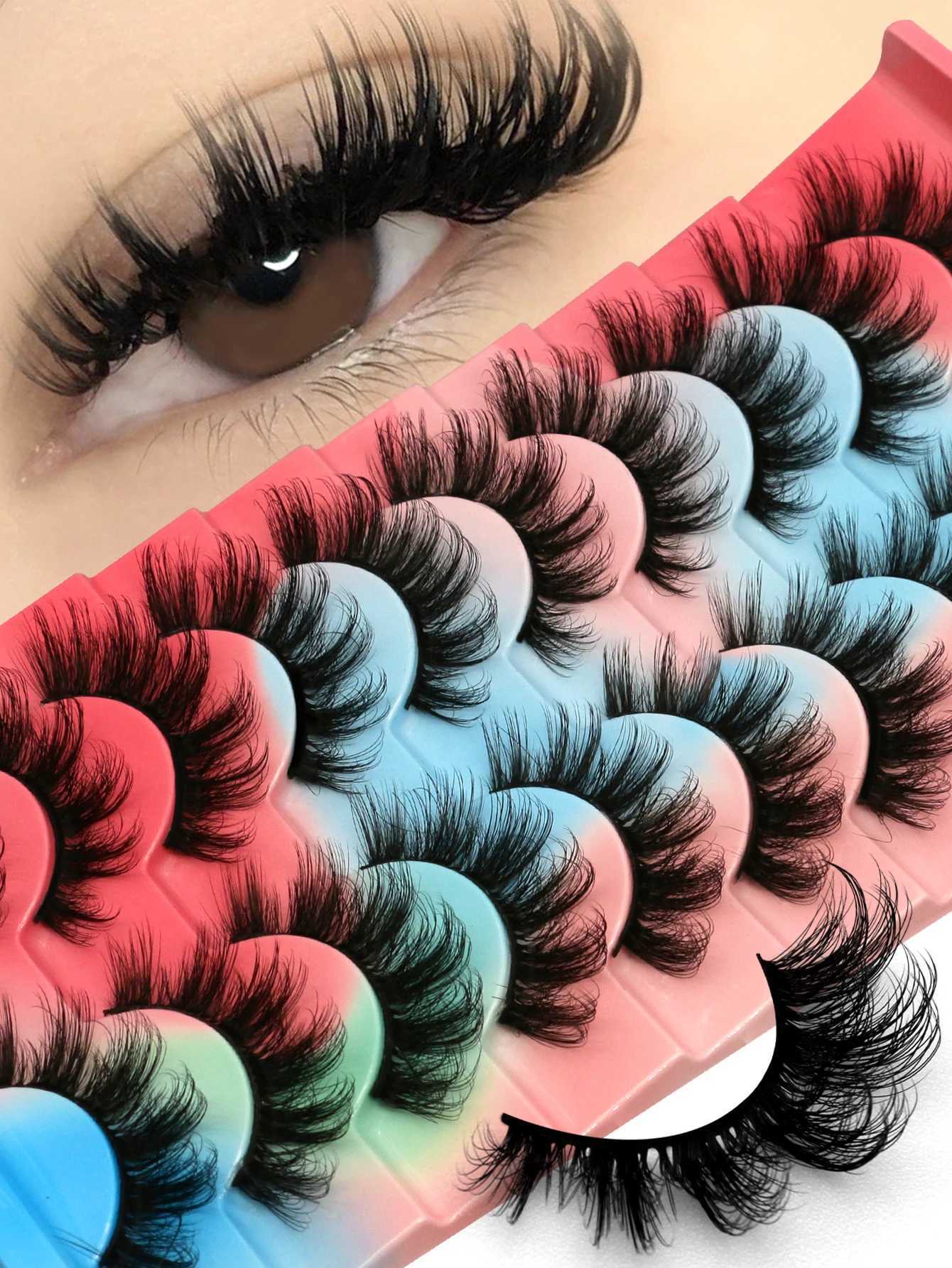 Groinneya eyelashes 3D mink eyelashes fluffy reusable eyelashes mink false eyelashes soft Wispy natural cross eyelash extension makeupW241024