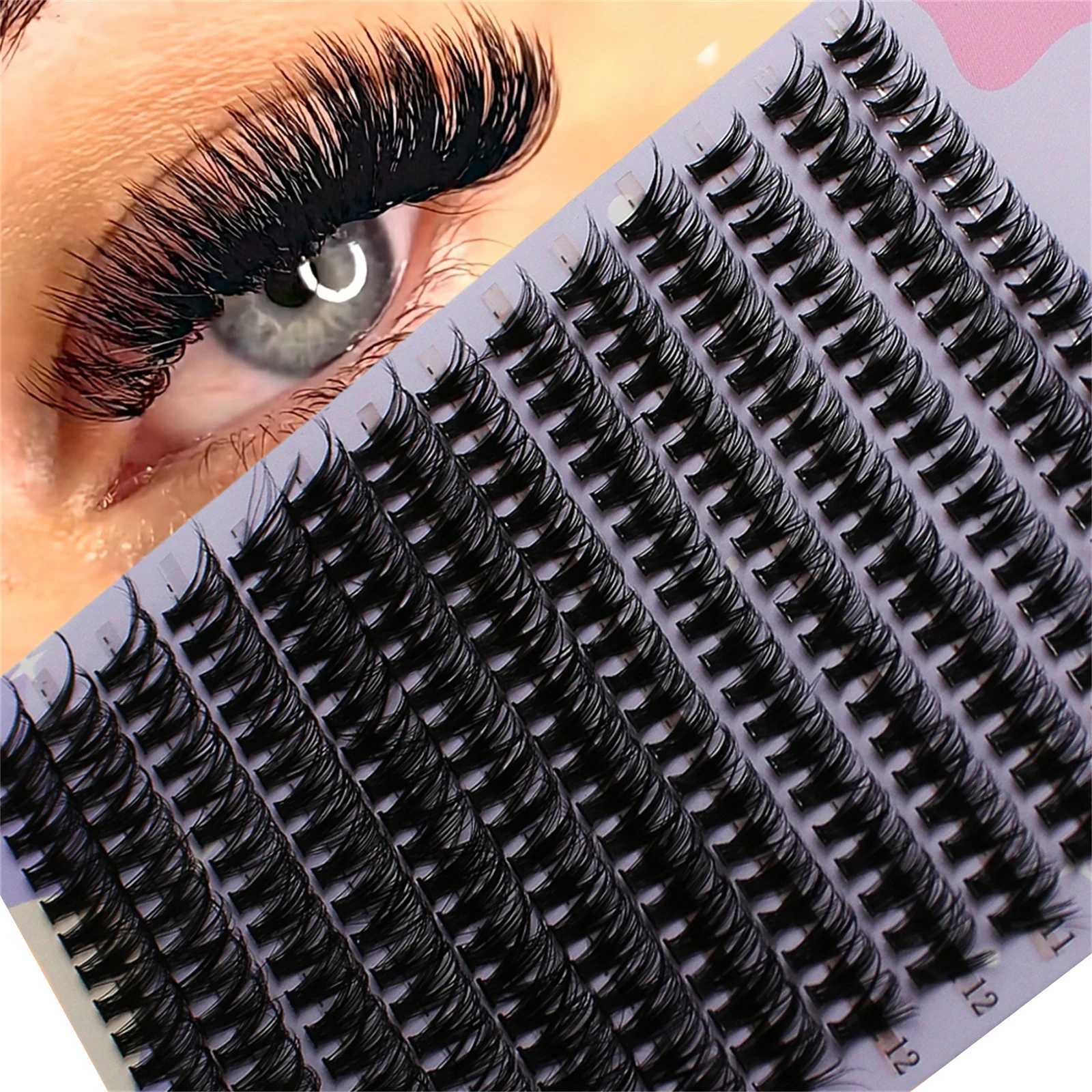 14 rows 280 clusters 40D mixed 9-16mm clusters eyelash extensions natural thick false eyelashes 3D strips personal eyelashesW241024