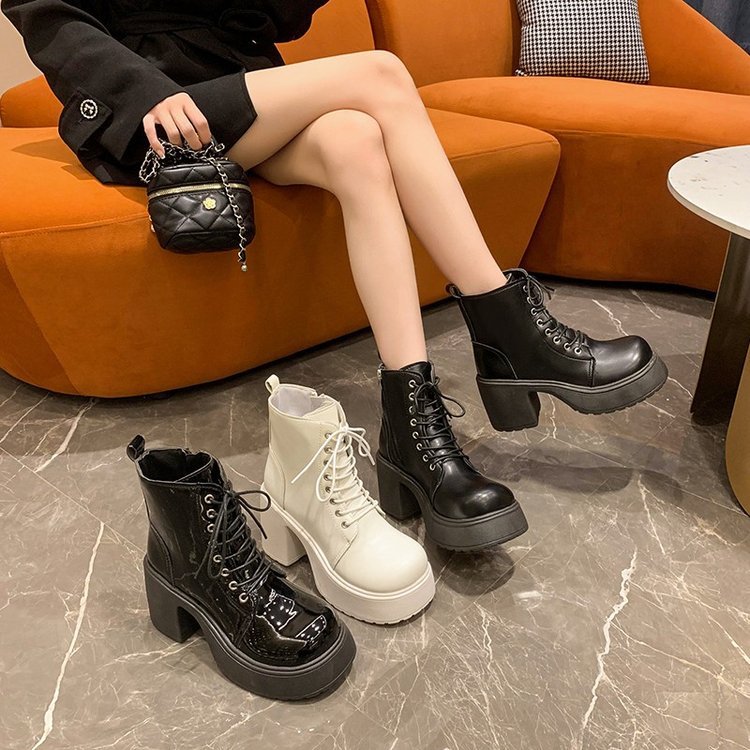 Women's Casual Leather High Heel Ankle Short Boots a64b