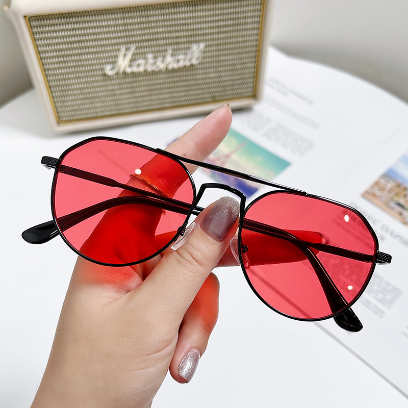 Fashion Oval Lens Sunglasses Women Men Metal Frame Luxury Designer Yellow Red UV400 Protection Outdoor Eyewear SG528
