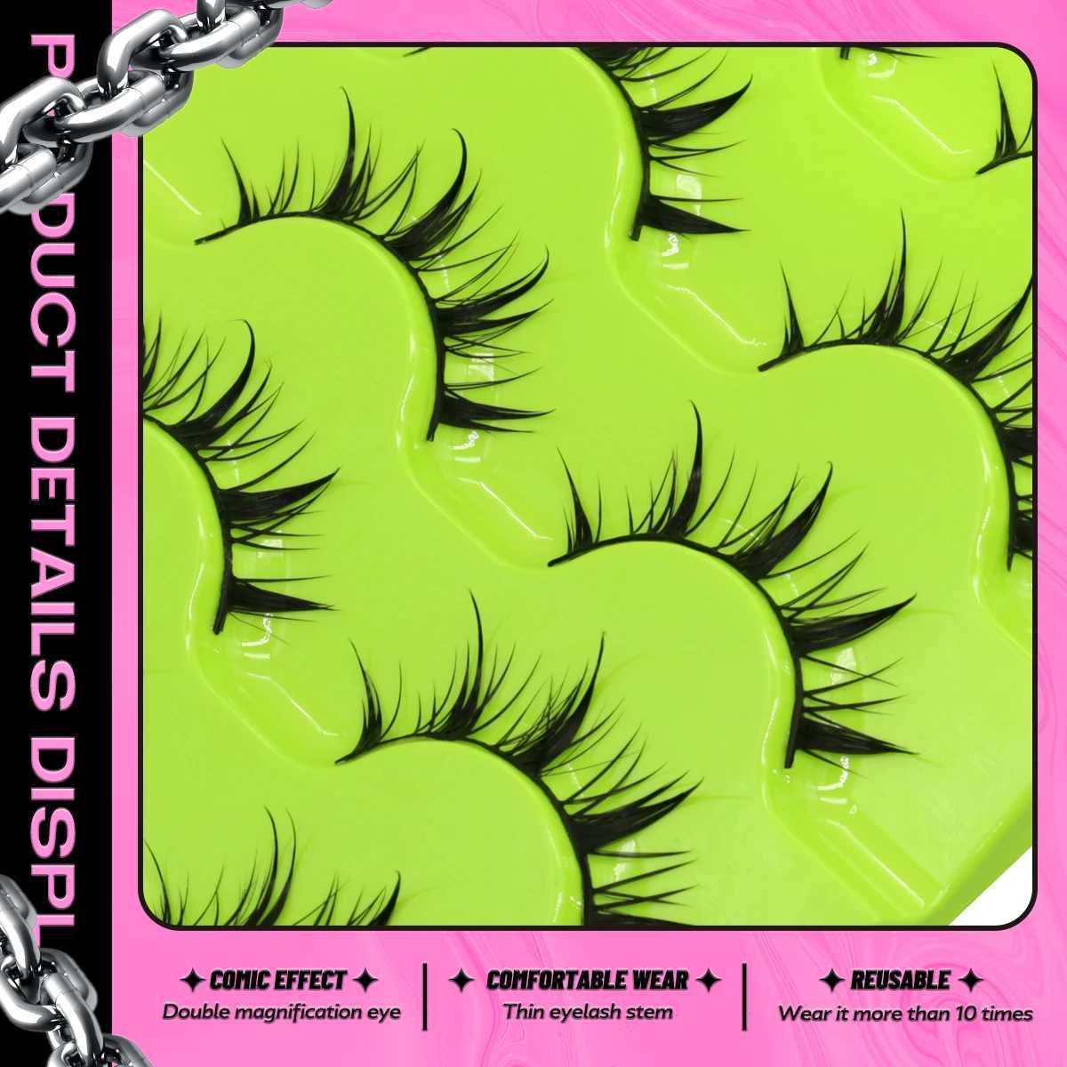 Groinneya 5 pairs of comic eyelashes 3D natural fake eyelashes soft cross Wispy eyelashes natural 3D artificial mink eyelashes extensionW241024