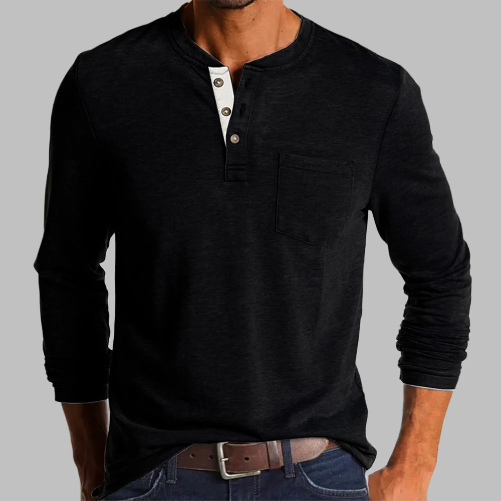 Spring/Autumn Trends Mens Elegant Fashion Button Half Open Collar Solid Color Long Sleeve Pocket Top Mens Shirt 241024CJ