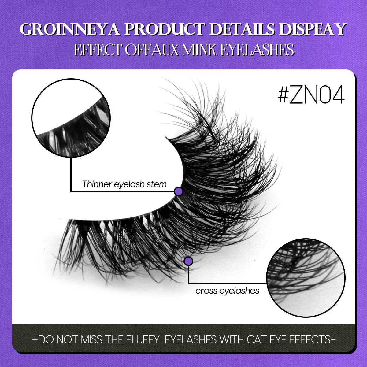 Groinneya Fluffy Eyelash 5/10 Natural False Eyelash Long Makeup Reusable 3D Curled Eyelash Extension EyelashW241024