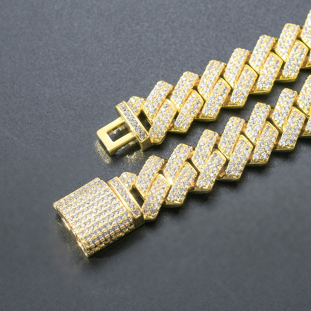 European and American mens jewelry necklace iced out gold plated cuban k chain hip hop