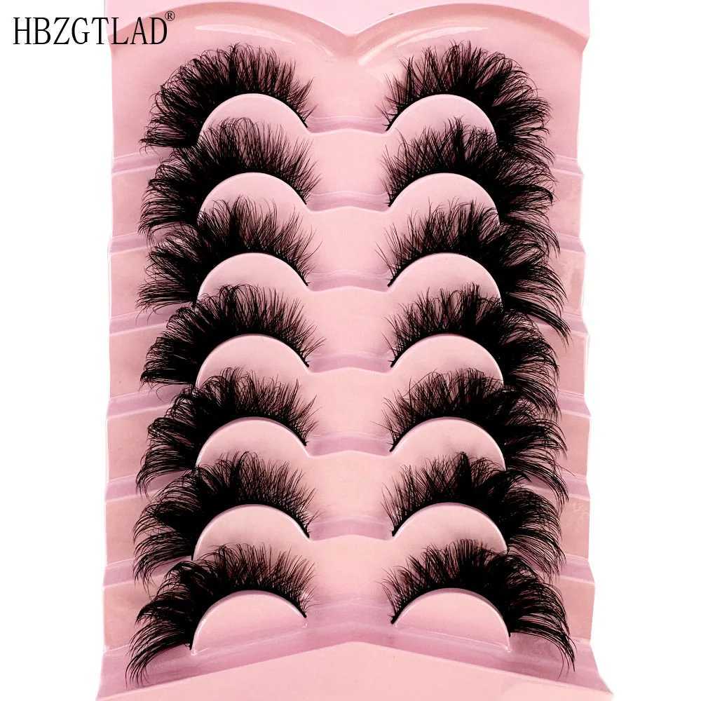 New 7 pairs of cat eye 8D mink eyelashes curled wings naturally messy end raised thick false eyelashes soft false eyelashesW241024