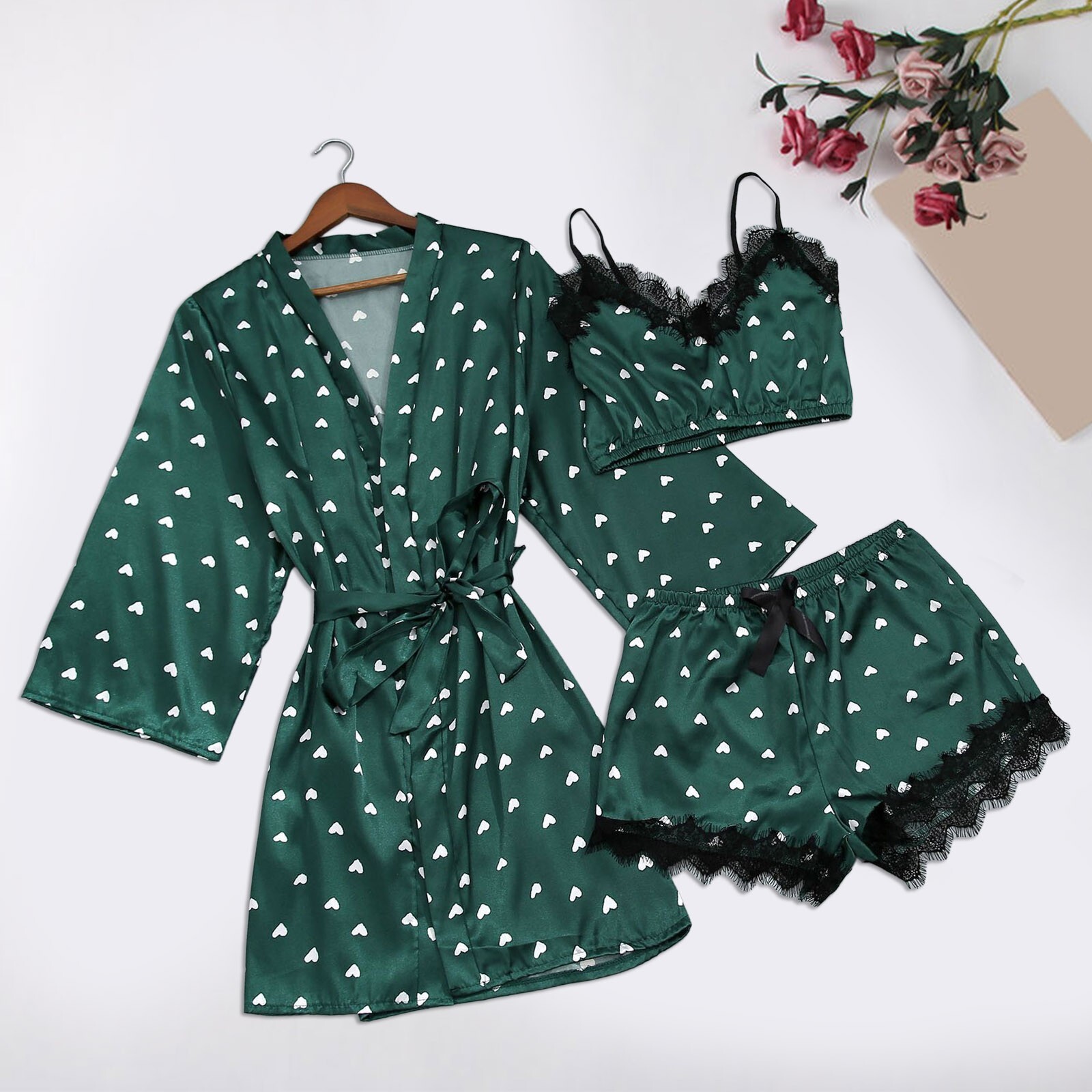 2025 New Designer PC Women s Sexy Lace Satin Pajamas Gerie Camisole Pajamas and Robes Pamas Set Pajamas fashion Home Clothes Pajamas
