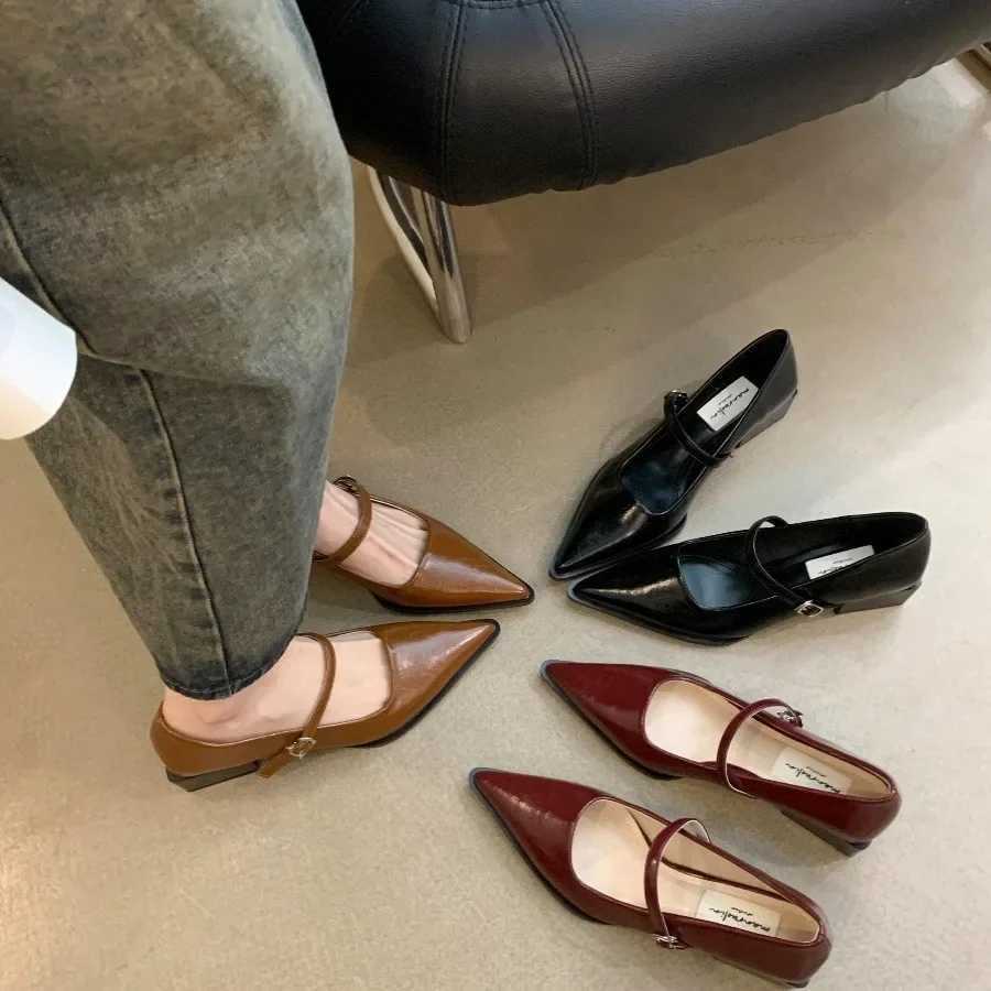 High Quality Fashionable Womens Mary Jane Shoes Fi Shallow Toes Thick Heels Womens Single Shoes Comfortable Office Pump Shoes T241024